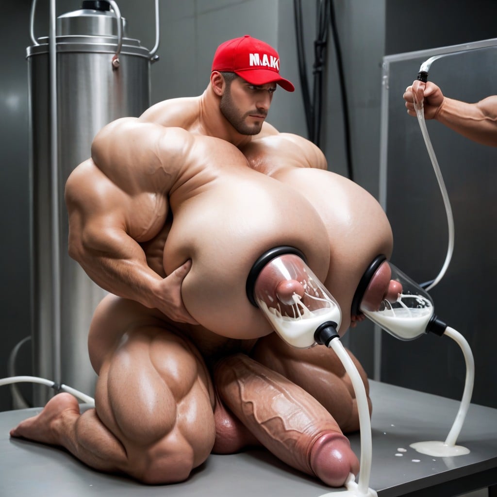 Lactation, Huge Arms, Big Bulge AI Gay Porn