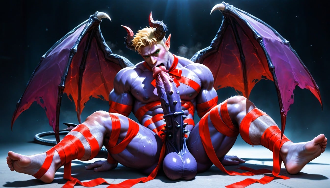 Blissful Orgasm, Purple Skin, Sitting Down Legs Spread AI Gay Porn