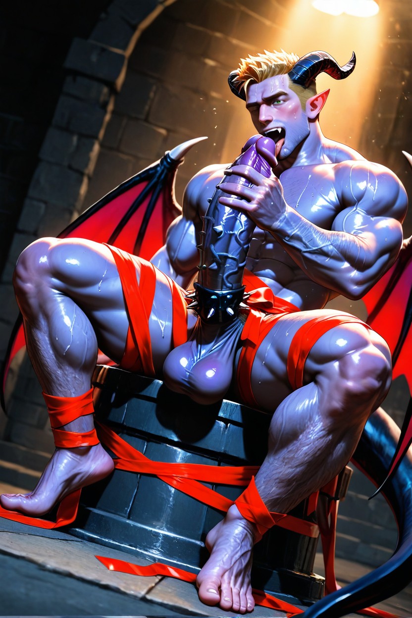Purple Wings, Barbed Cock, Humongous Penis AI Gay Porn