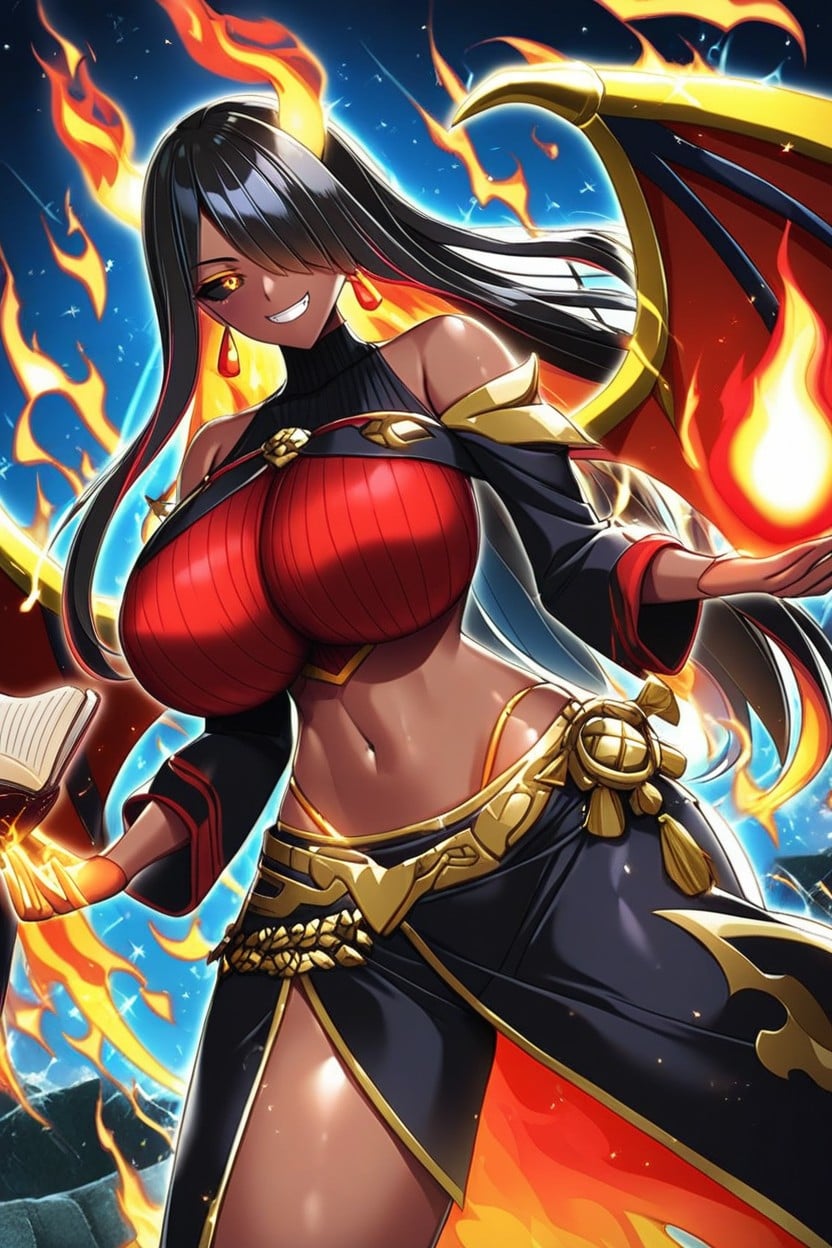 Gold Thong, Sword, Long Black Sorceress Sleeves Hentai AI Porn