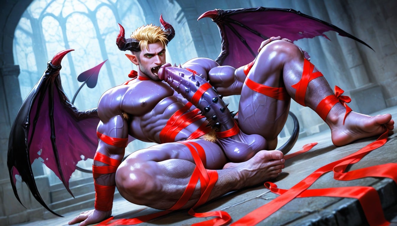 Enormous Penis, Self Suck, Muscular Gay Man AI Gay Porn