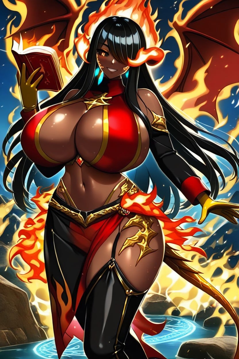Long Hair, Fire Magic, Night Hentai AI Porn