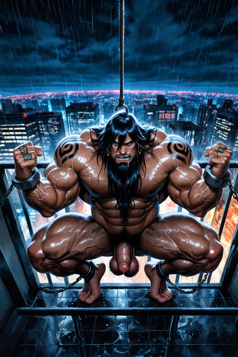 Massive Meaty Body, Sagging Balls, Monster Neck AI Gay Porn