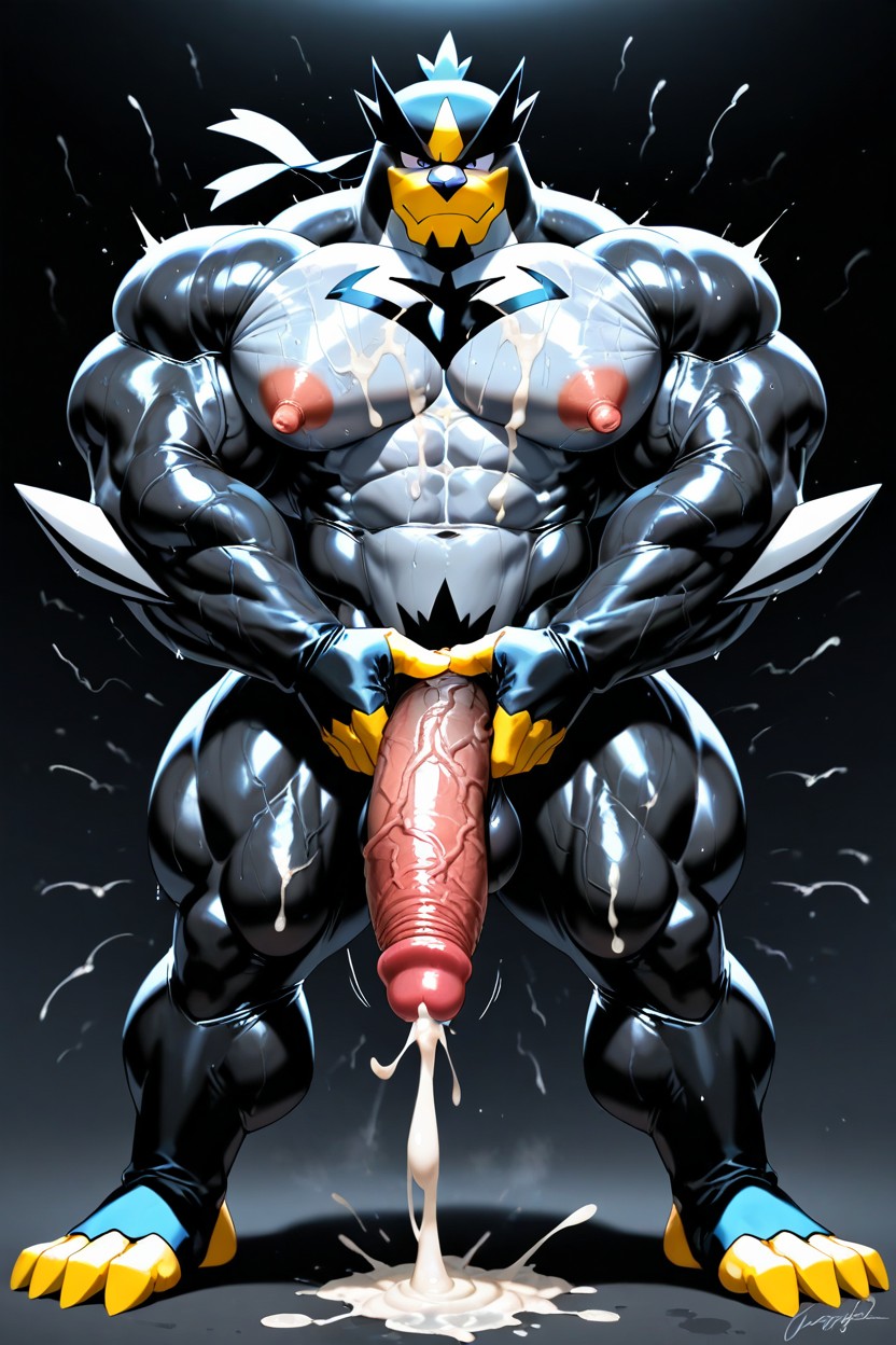Impossibly Long Hyper Penis, Huge Pecs, Oversized Muscles AI Gay Porn