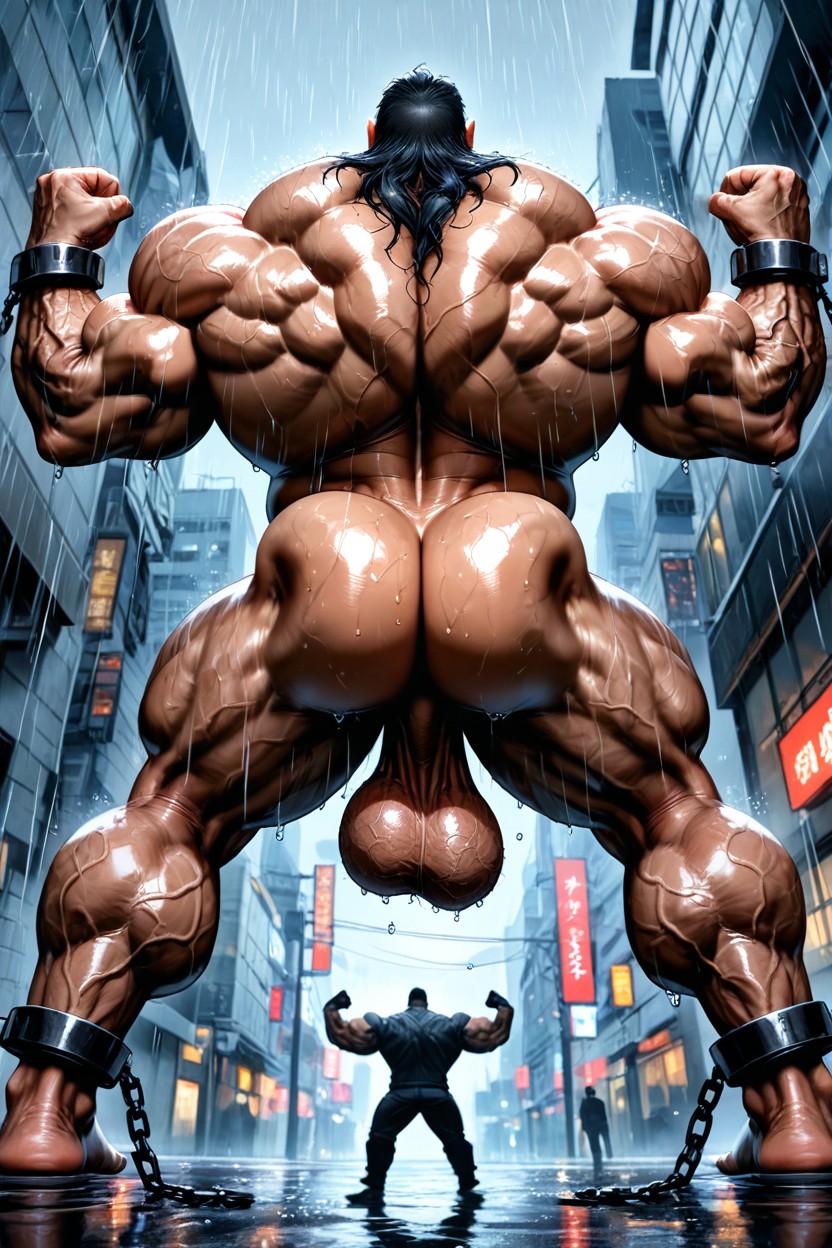Exaggerated Balls, Huge Muscles, Huge Veins AI Gay Porn