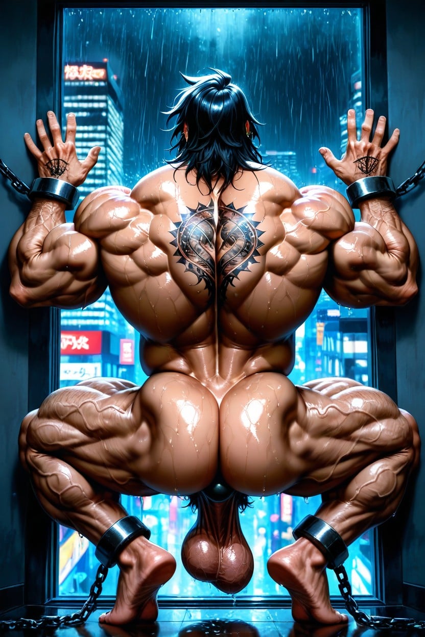 Big Adam's Apple, Long Black Beard, Masculine AI Gay Porn