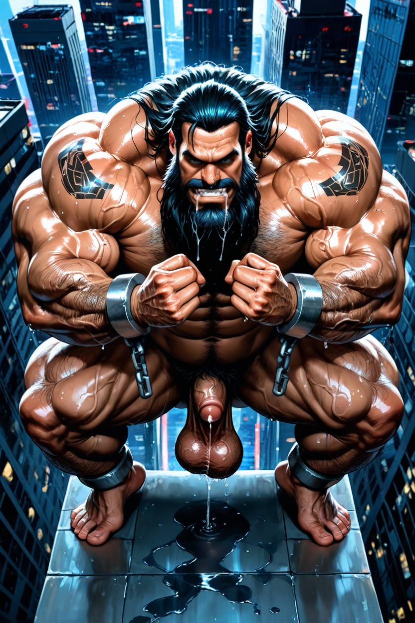 Crotch Hanging Balls, Big Adam's Apple, Vascular Muscles ゲイAIポルノ