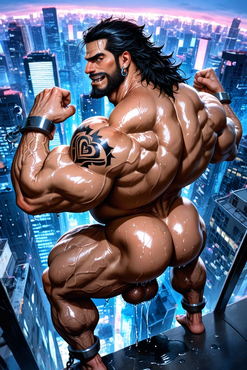 Thick Eyebrowns, Bara, Huge Muscles AI Gay Porn