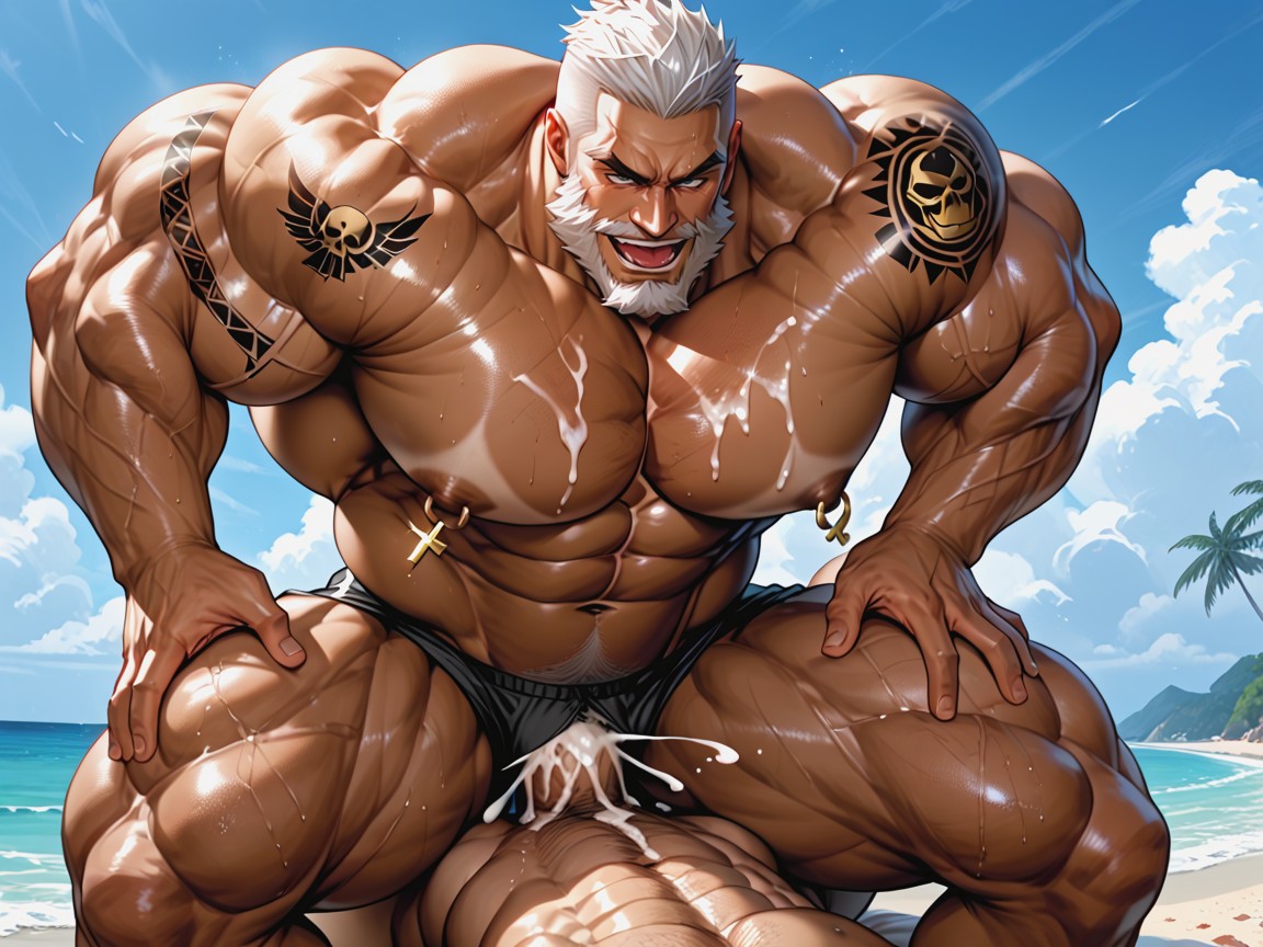 アヘ顔, Tanned Skin, White T-shirts ゲイAIポルノ