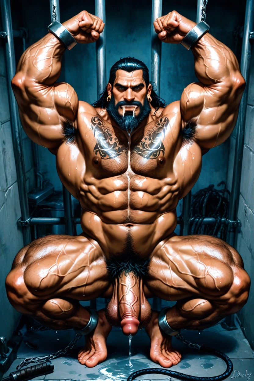 Square Jaw, Exaggerated Balls, Drooling AI Gay Porn