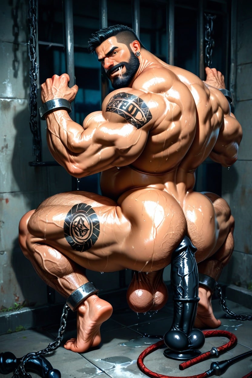 Big Adam's Apple, Dark Tanned Skin, Square Jaw AI Gay Porn