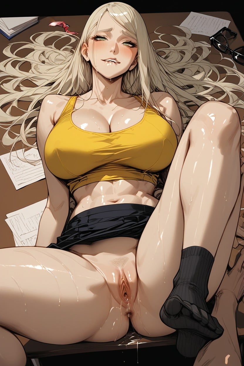 Showing Off Ass, Green Eyes, Thick Eyelashes Hentai AI Porn