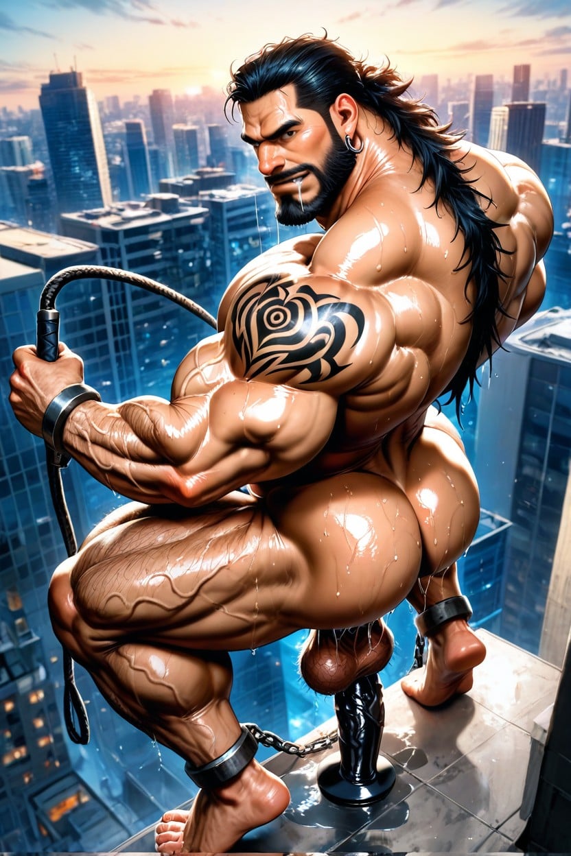 Veiny Legs, Long Black Beard, Oversized Neck AI Gay Porn