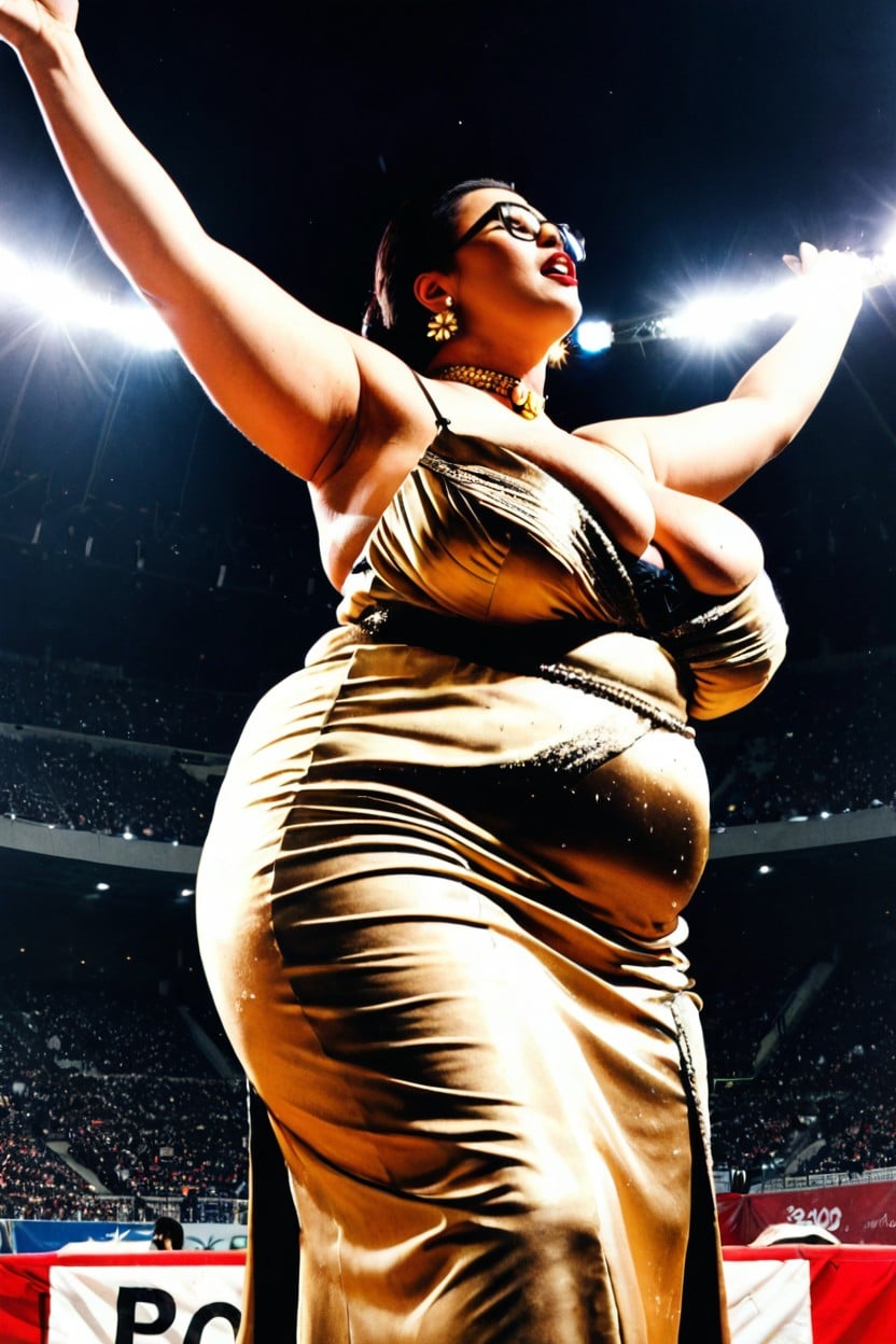 Solo Singing, Sweaty, Plump Large Lips BBW AI Porn
