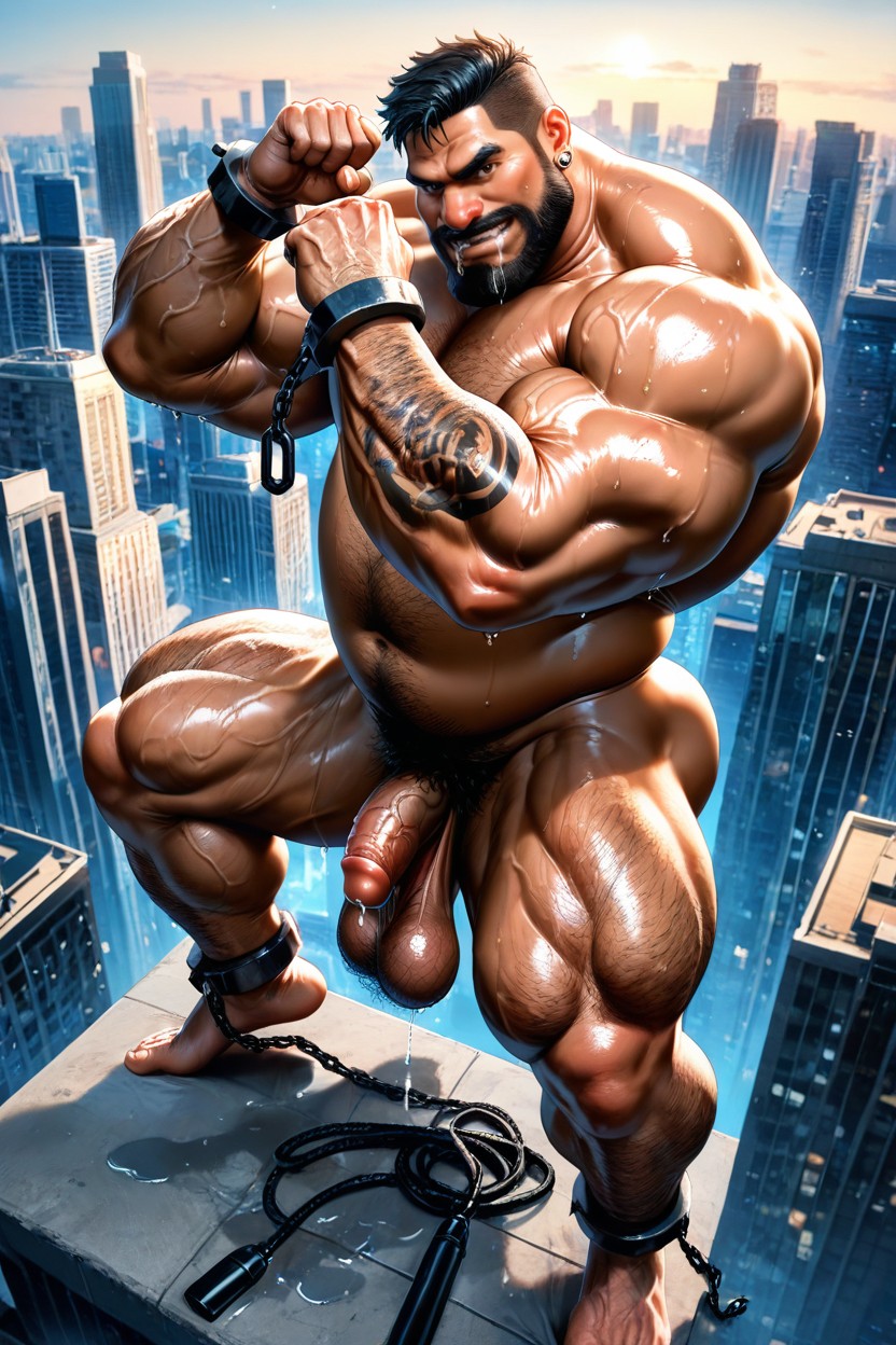 Neck Wider Than Face, Bodybuilder, Huge Muscles AI Gay Porn