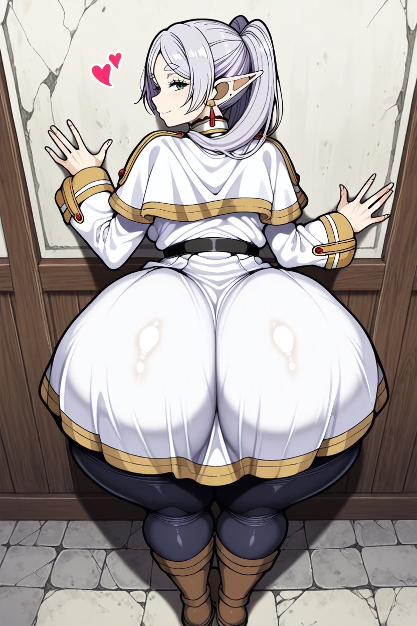 White Skirt, Top Down, Small Breasts AI Porn