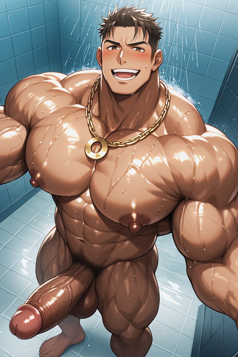 Gigantic Cock, Showering, Hyper Massive Balls AI Gay Porn