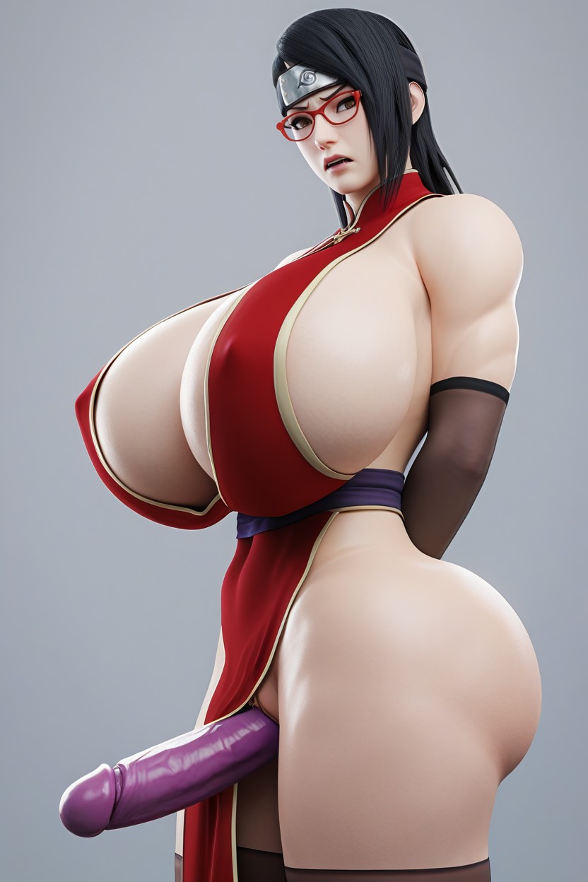 D Render, Wears A Pair Of Red Glasses, Sarada Uchiha From Naruto AI Porn