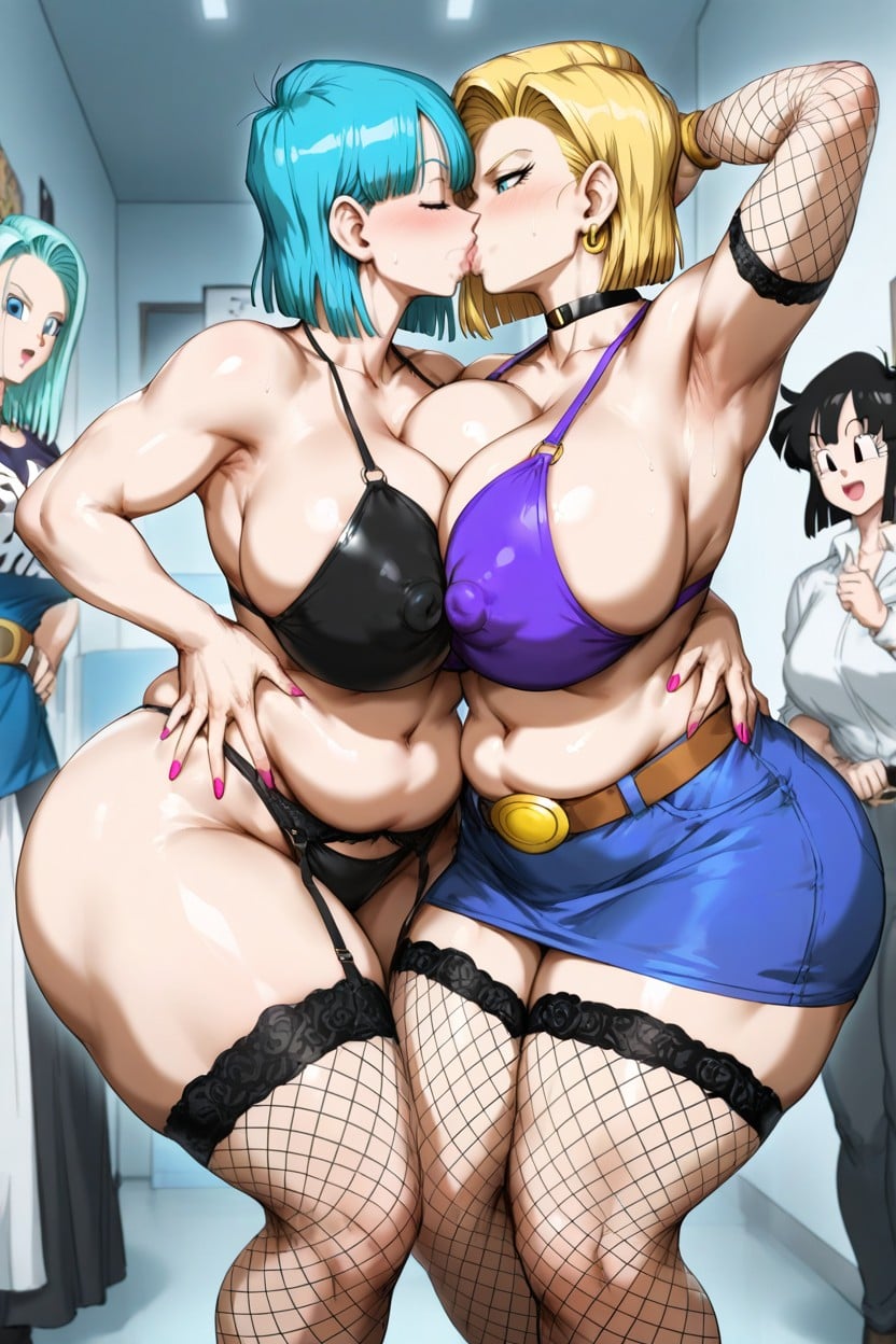 Lesbian Kiss, Bimbo, Arm Stockings AI Porn