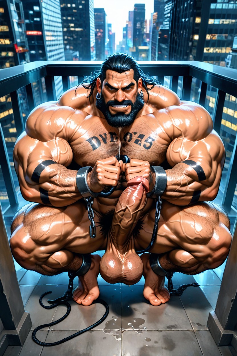 Hyper Hairy, Masturbation, Dark Tanned Skin AI Gay Porn