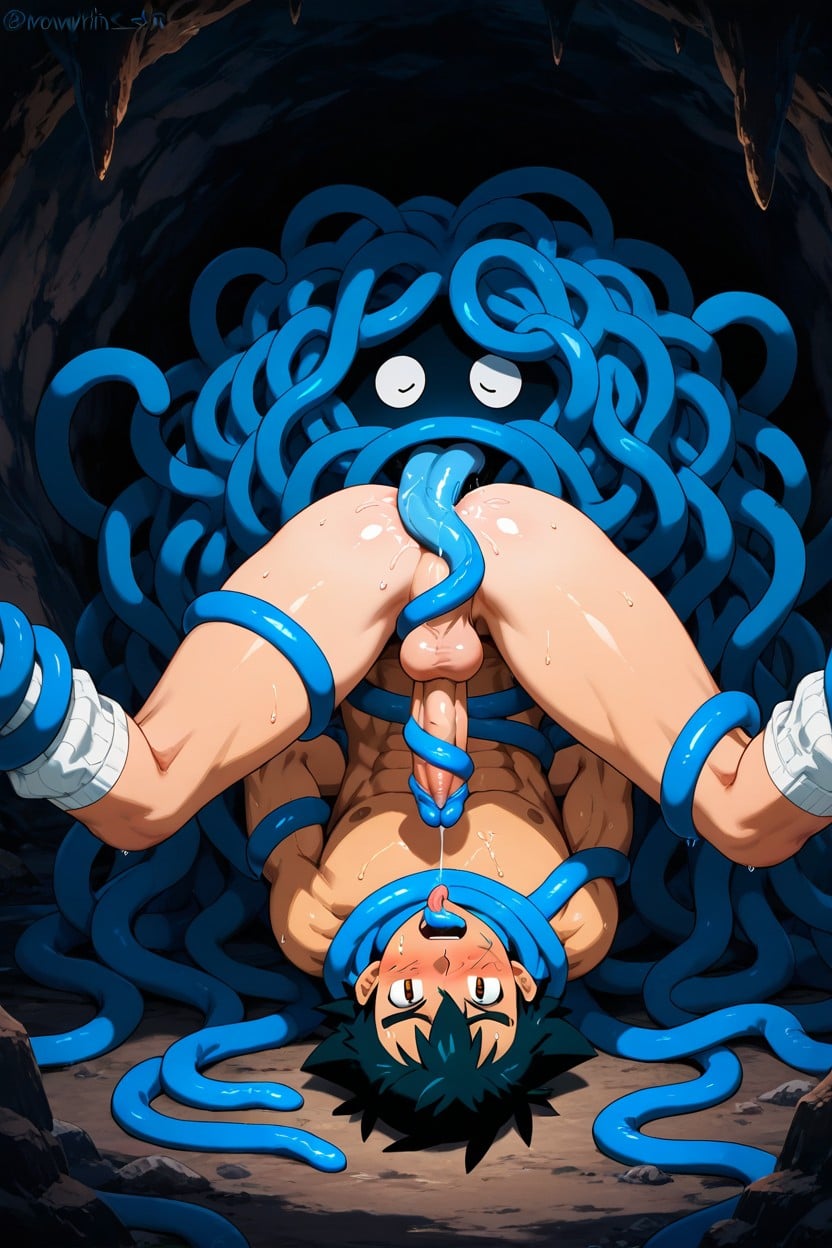 Sweaty, Lifted In Air, Ash Giving Blowjob To Tangrowth AI Gay Porn