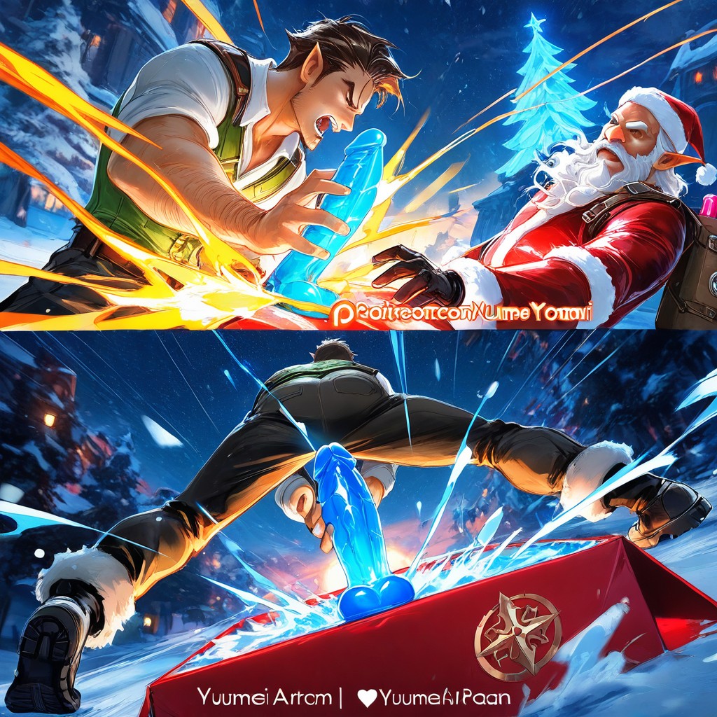 Cinematic Dildo Covering Horizon, Santa Claus Fucks Elf In The Ass, Absurd AI Gay Porn