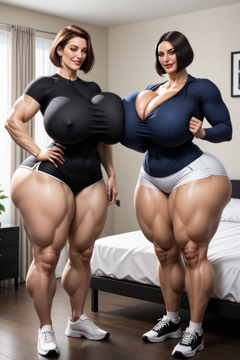 Very Short Hair, Wide Angle, Wide Booty AI Porn