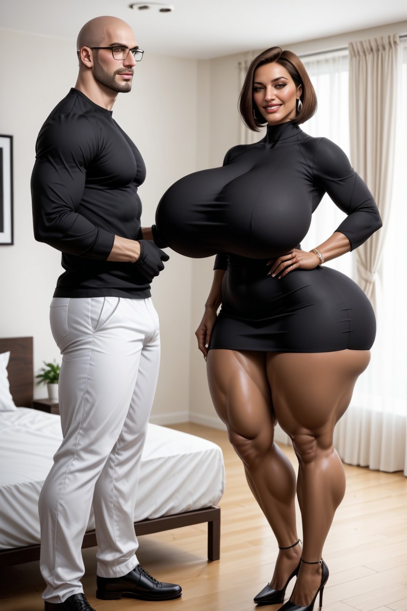 Straight Haired Black Woman, Licking, Full Body AI Porn