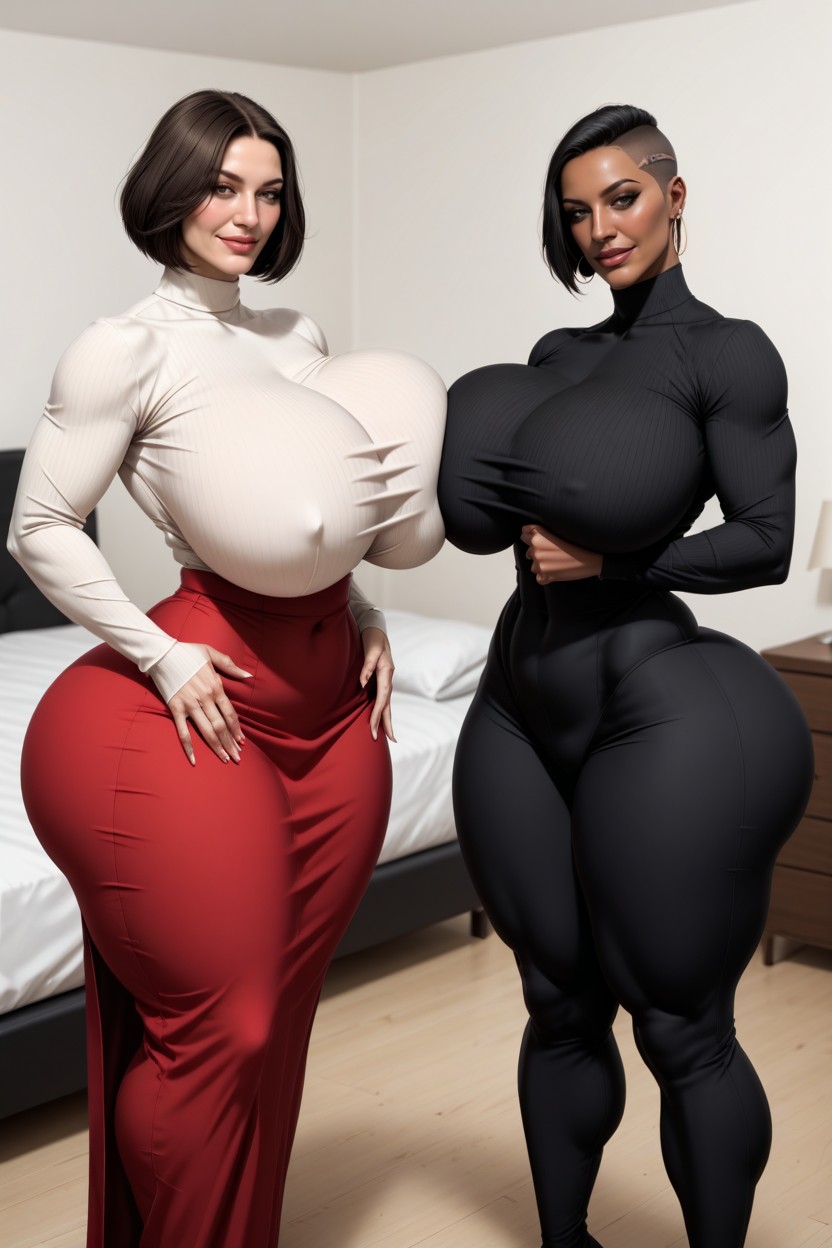Groping, Very Short Hair, Thighs Exposed AI Porn