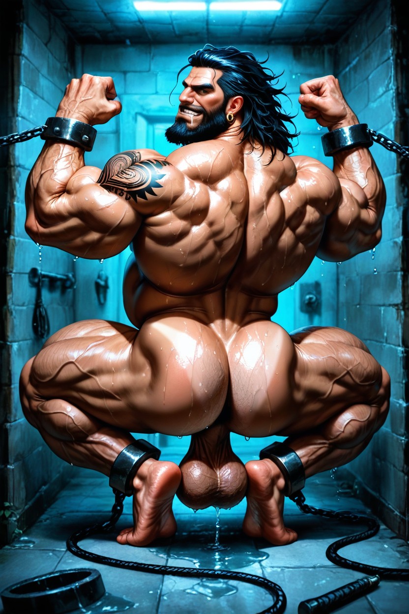 Massive Meaty Body, Huge Neck, 側面図 ゲイAIポルノ