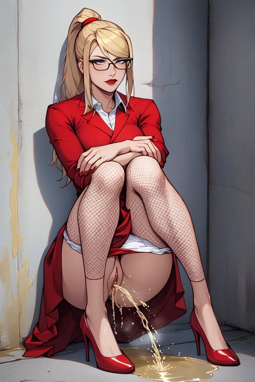 Peeing, Three Quarters View, Look Up Hentai AI Porn