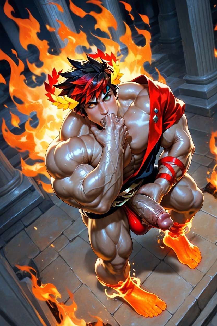 Outfit From The Game, Feet Of Fire, Calm Background AI Gay Porn
