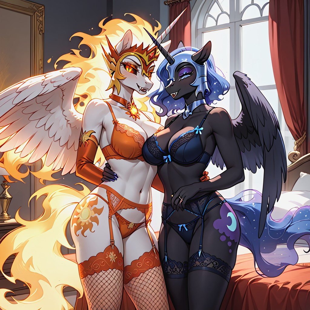 Fishnet Legwear, Fishnets, Daybreaker Wearing Gold Crown And Choker Furry AI Porn