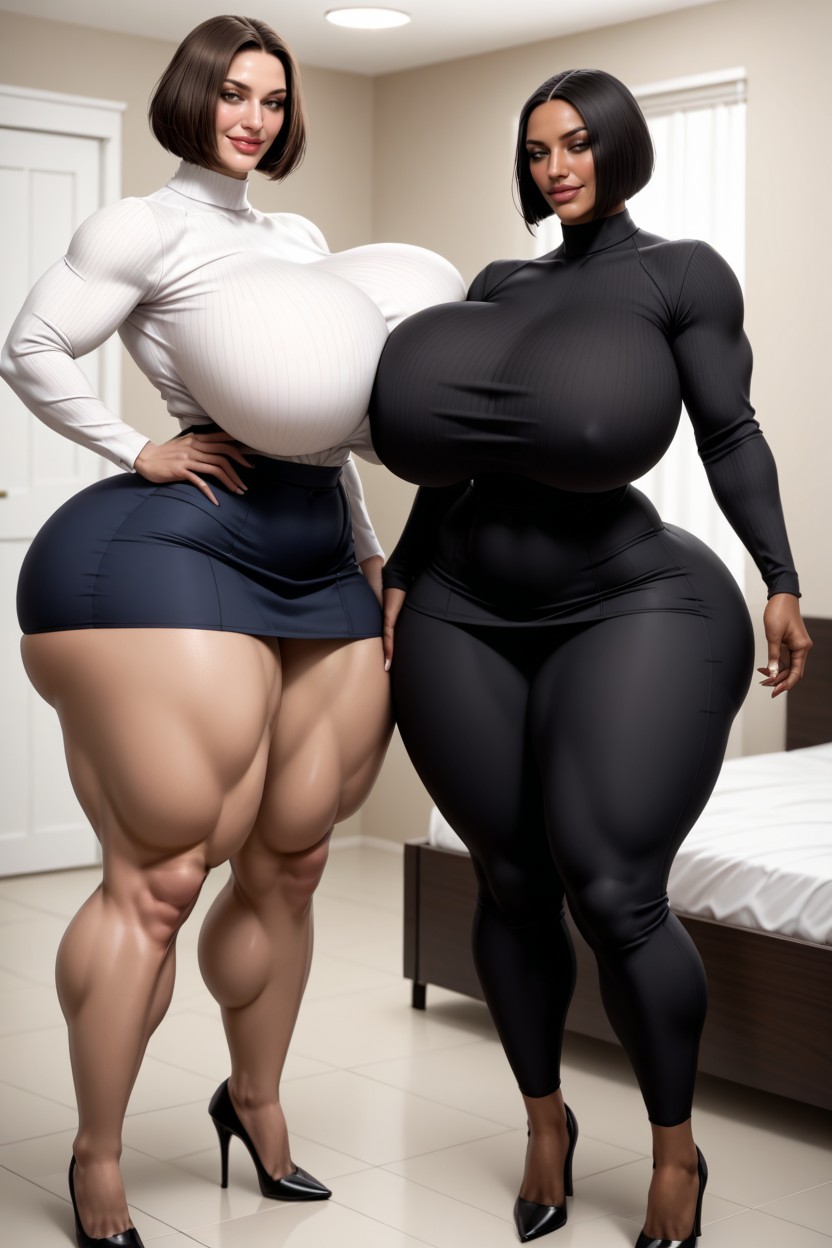Volupté, Cheveux Bruns, Straight Haired Black Woman Porno IA