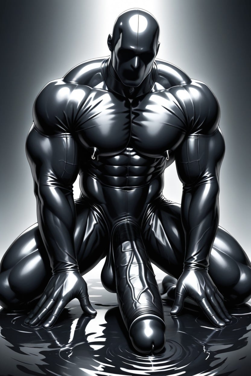A Monster, No Hair, Latex Face AI Gay Porn