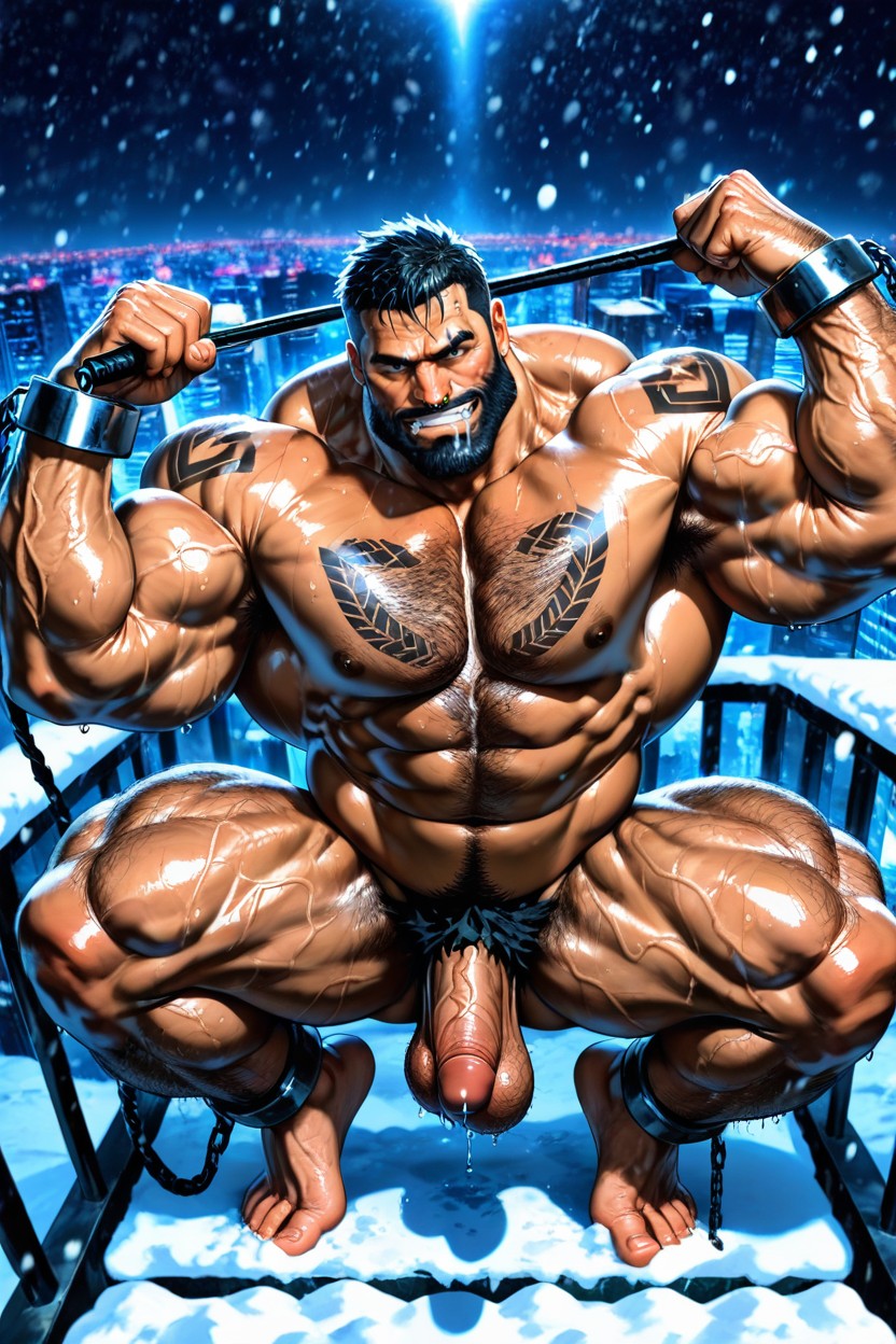 Long Black Beard, Huge Veins, Detailed Realistic Image AI Gay Porn