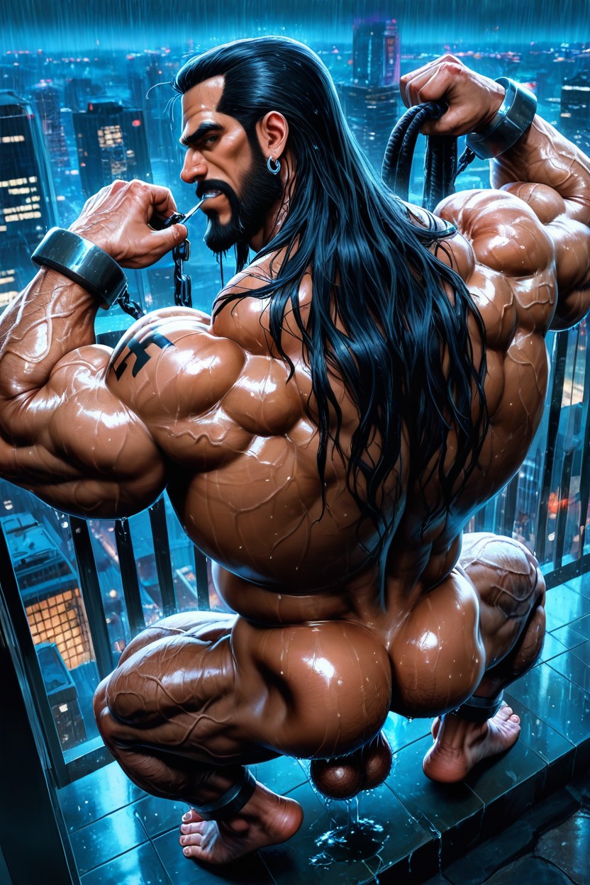 Handsome, Whip, Detailed Muscles AI Gay Porn
