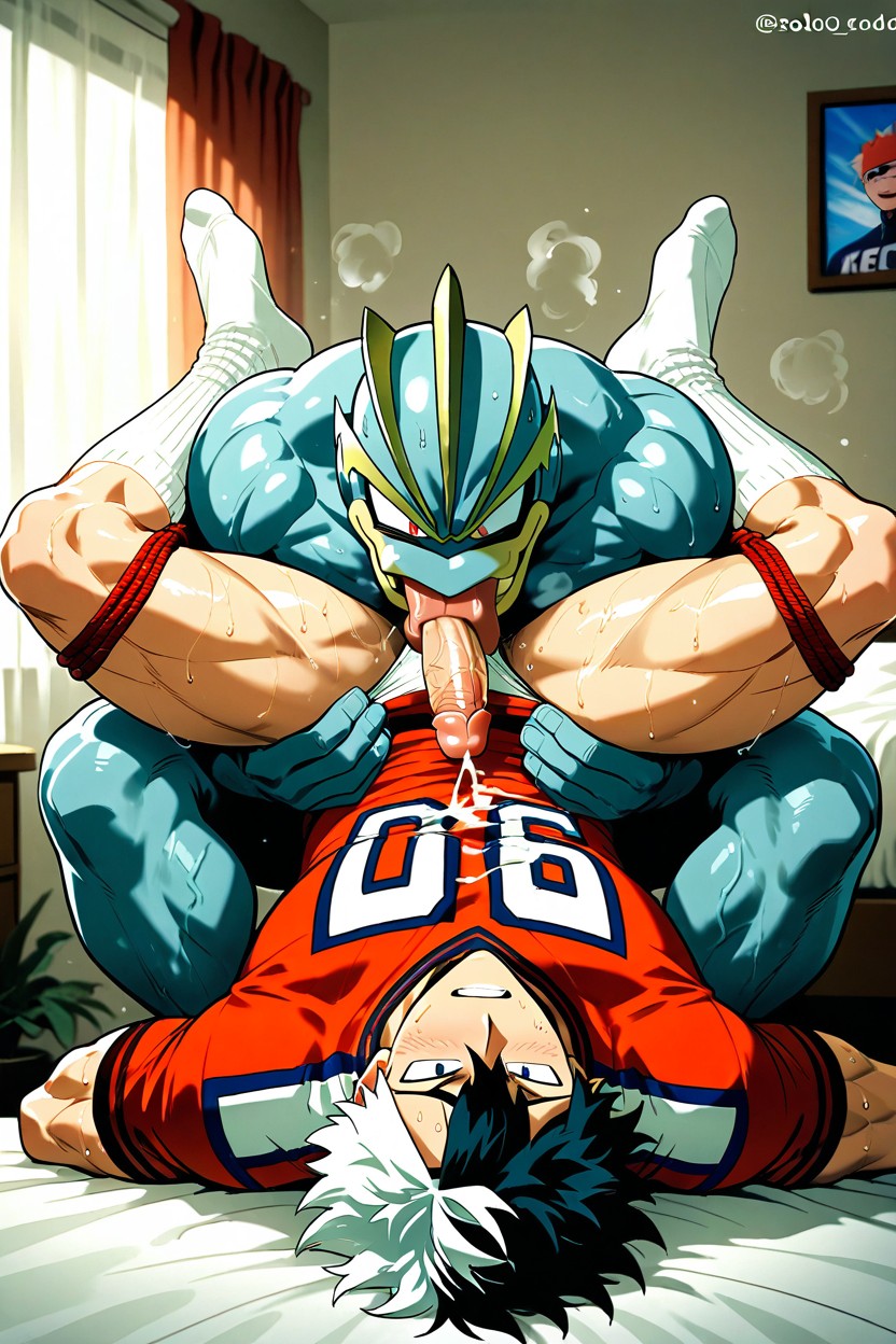 Shoto Todoroki Hair, Many Mouths Kissing His Entire Bodybromance, Hands Tied Behind His Back AI Gay Porn