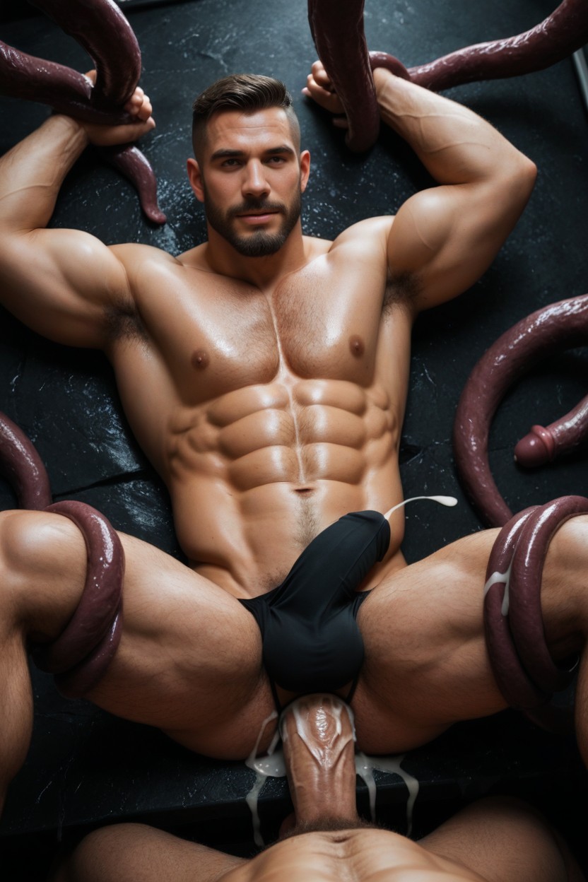 Hyper Huge Tentacle With Visible Vessels Fucking Hairy Muscle Man, Bobcut, Giant Tentacles Bigger Than Man AI Gay Porn