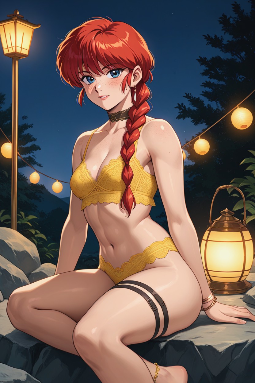 Anime Style, Freckles, Choker AI Porn