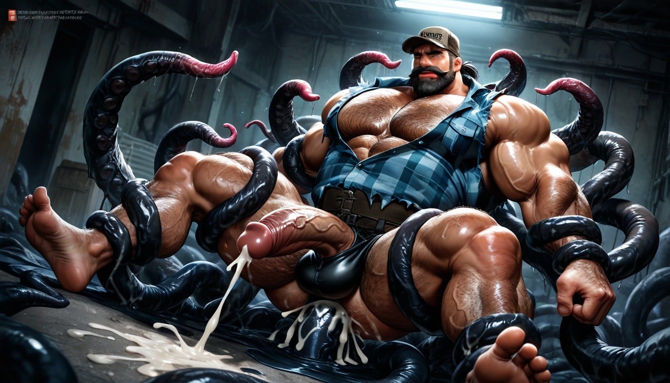 Huge Pecs, Fucked By Tentacles, Tongue Out AI Gay Porn