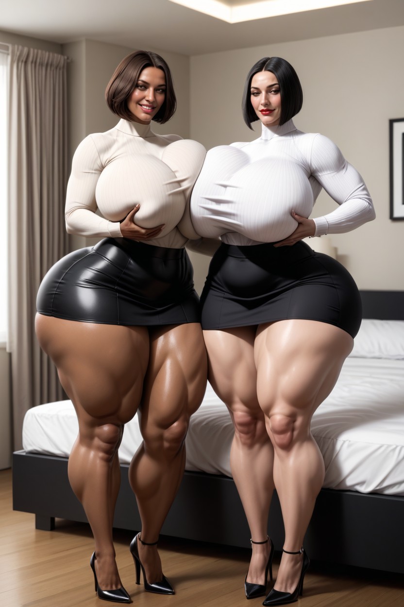 Bedroom, Thick Thighs, Sweat A Lot AI Porn