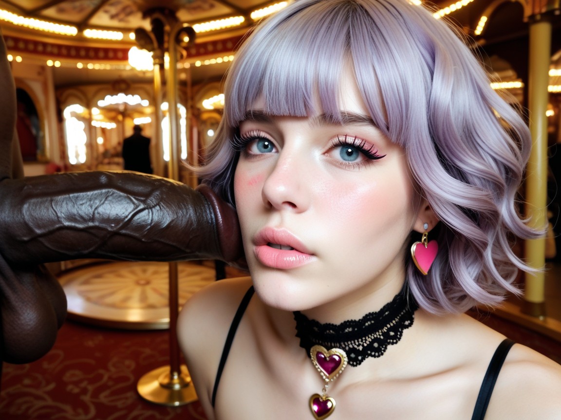 Heart Shaped Earrings, Ghost White Skin, Gigantic Long Flaccid Cock Hanging Porno IA
