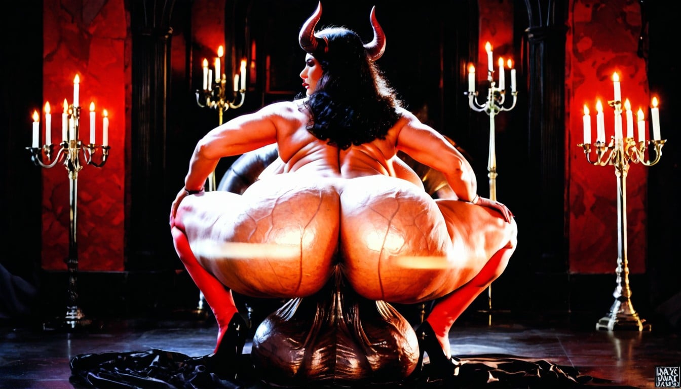 Hyper Detailed Subject, Huge Devil Horns, Royal Beautiful Face Shemale AI Porn
