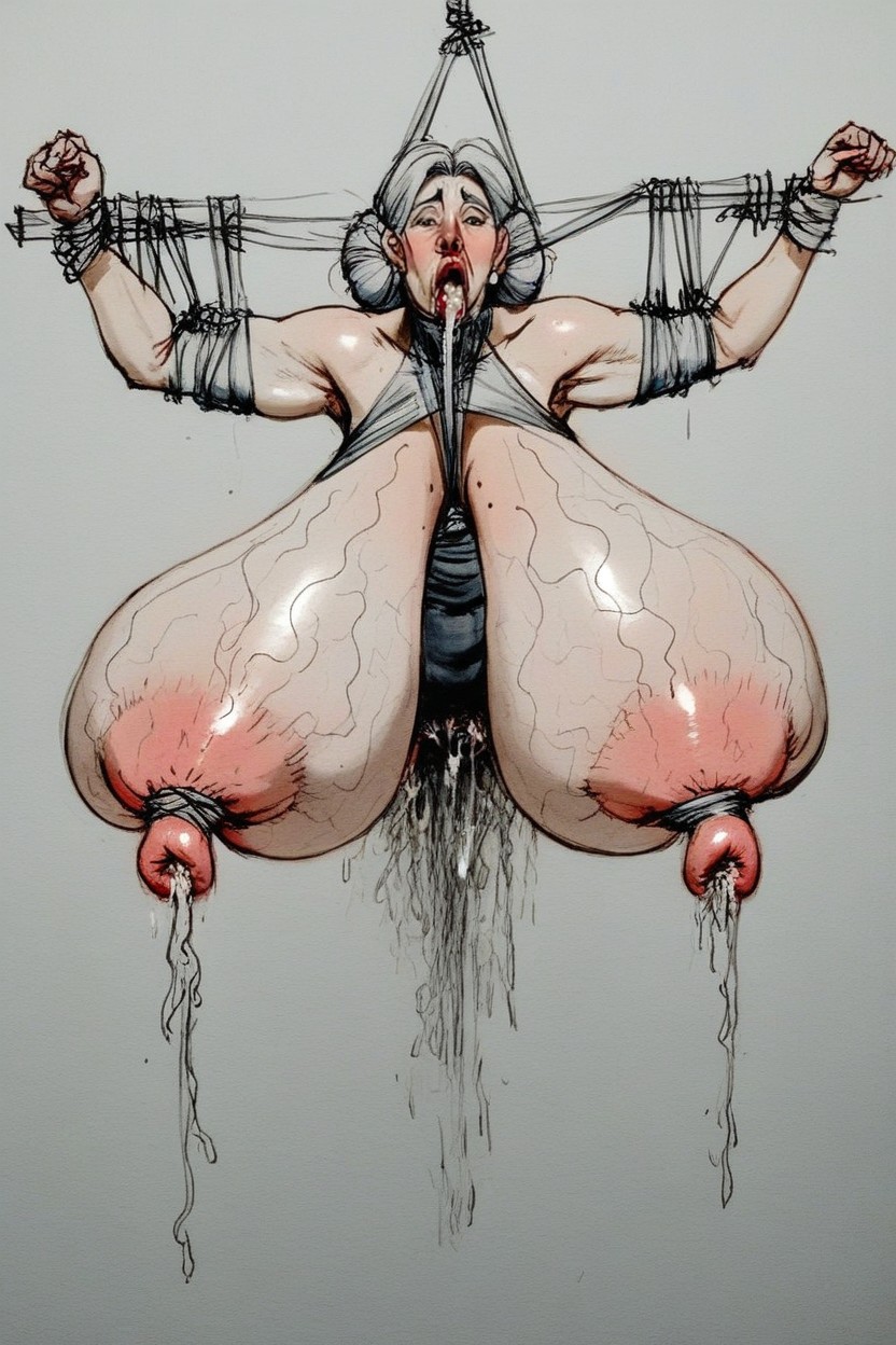 Breasts Are Growing Extremely Quickly, Tentacles, Standing AI Porn