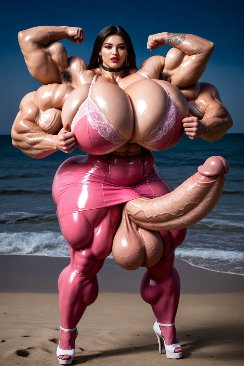 Impossibly Long Hyper Penis, Long Leg, Gigantic Lats Shemale AI Porn