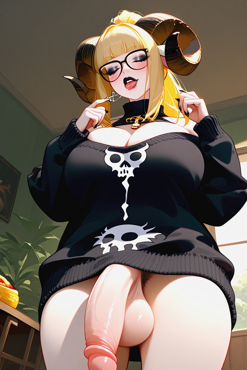 Body Blush, Hands Up, White Pale Skin Hentai AI Porn