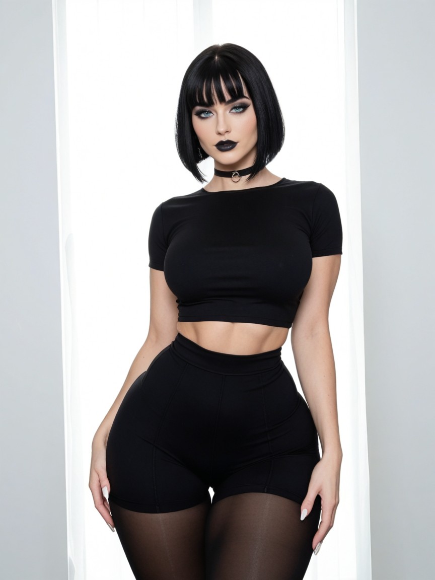 Extremely Large Ass, Black Eyeliner, Mini Skirt AI Porn