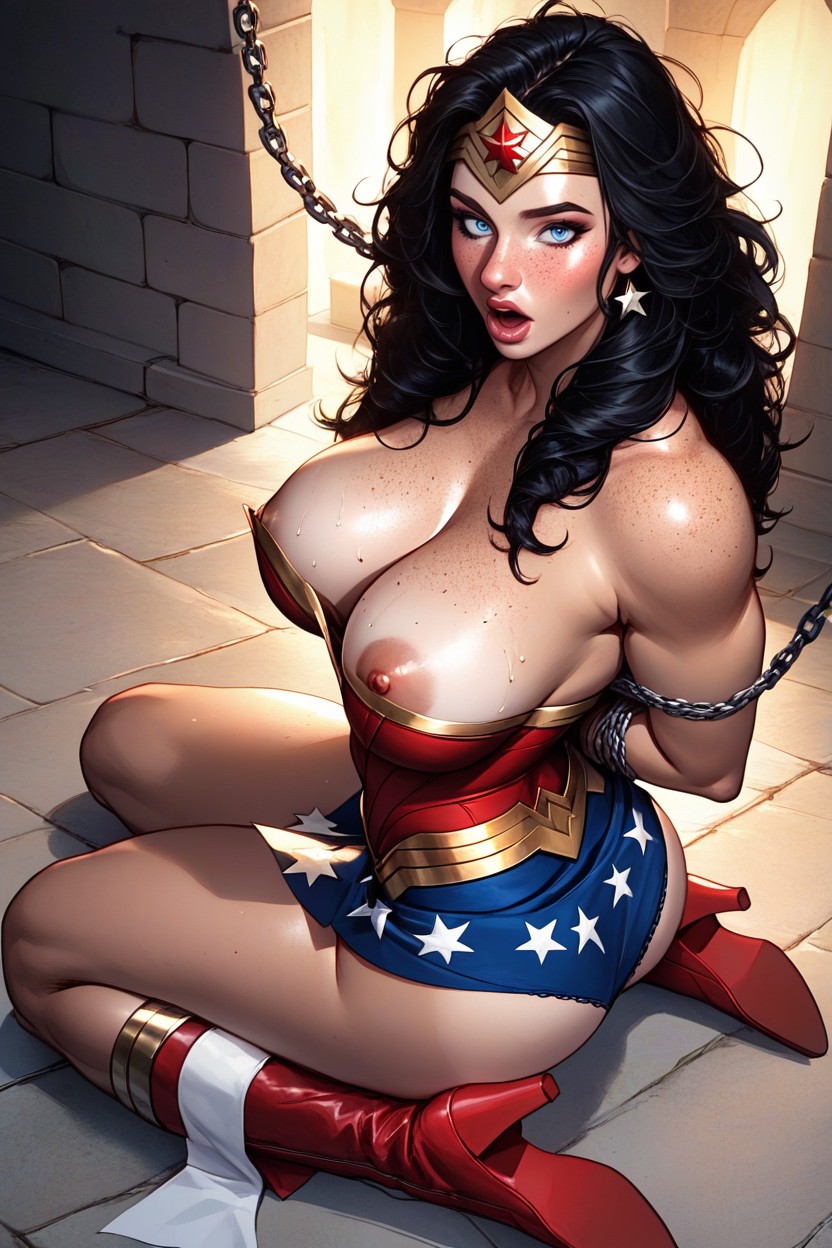 Kneeling, Messy Hair, Ankles And Wrists AI Porn