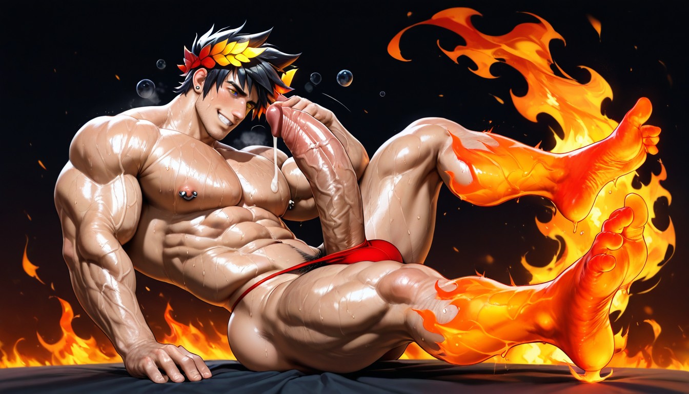 Soft Background, Flexing, Front And Side View AI Gay Porn